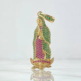 Dije Virgen Guadalupe Silueta 6.55gr / 4.7cm / Circones Blancos Verdes Fucsias Oro Amarillo 18K * Dije Virgen Guadalupe Silueta 6.55gr / 4.7cm / Circones Blancos Verdes Fucsias Oro Amarillo 18K *