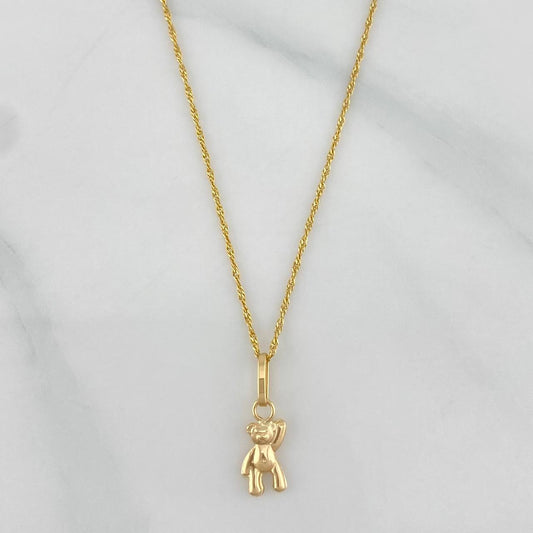 Set Cadena Singapur + Dije Oso / 1,35gr / 45 cm Oro Amarillo 18K