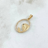 Dije Virgen Maria Circulo Floreado 1.25gr / 2.7cm / Circones Blancos Oro Amarillo 18K Dije Virgen Maria Circulo Floreado 1.25gr / 2.7cm / Circones Blancos Oro Amarillo 18K