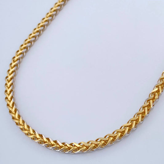 Cadena Franco 18.9gr / 65.2cm / Dos Oros Amarillo Blanco +3 18K +