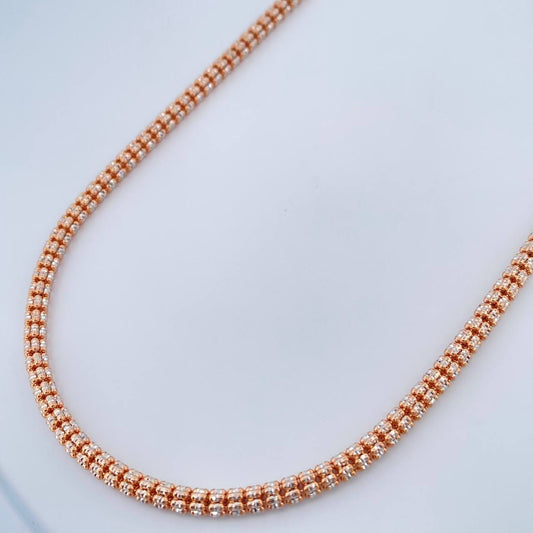 Cadena Ice 28.1gr / 70cm / Dos Oros Blanco Rosa +4 18K +