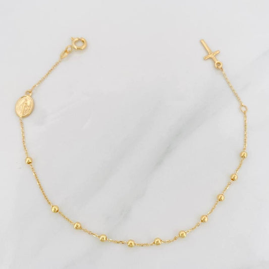 Pulso Denario Virgen Milagrosa 1.75g / 16cm / 2mm Oro Amarillo 18K