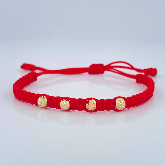Pulsera Tejida Roja 0.5gr / Oro Amarillo 18K &