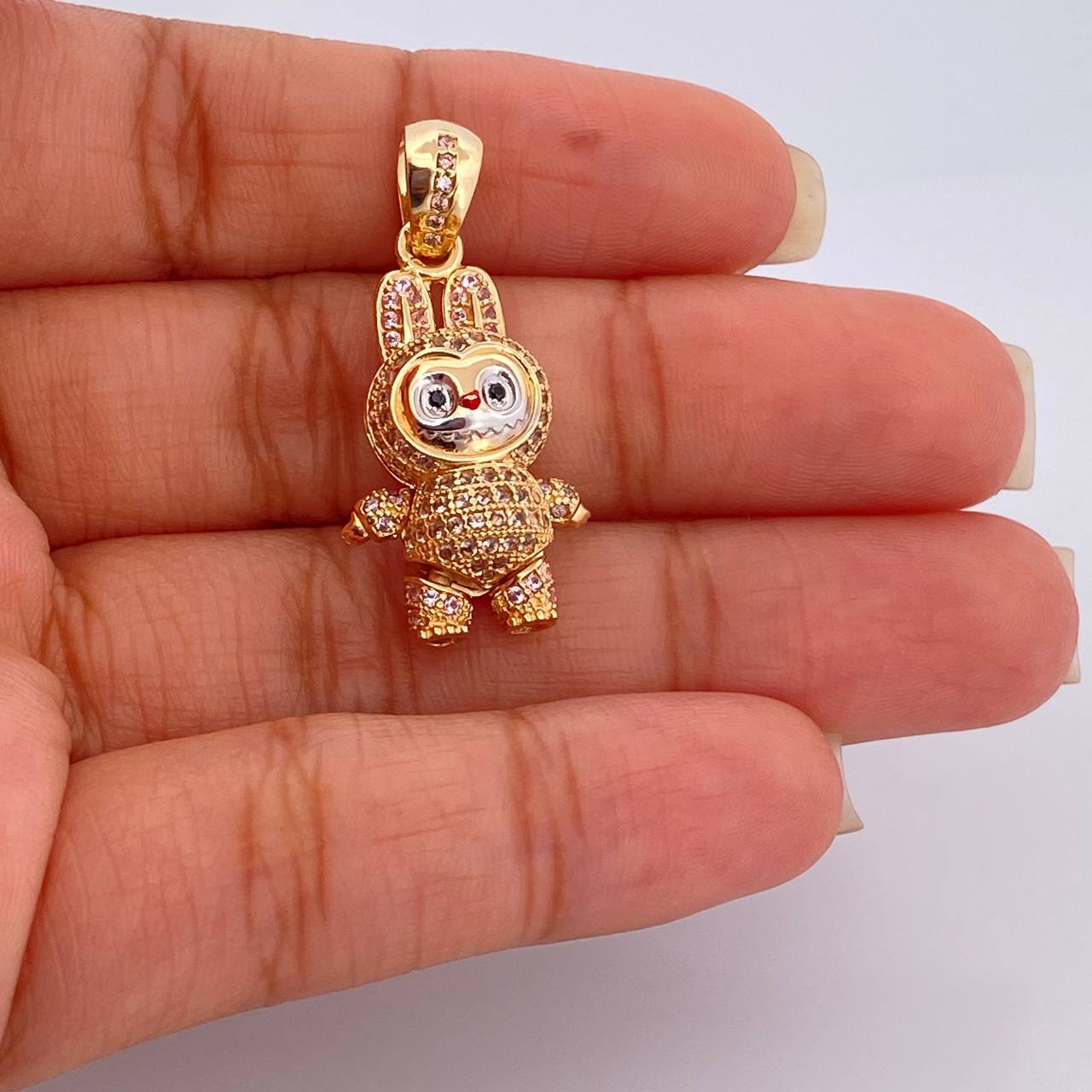 Dije Conejo Sonriente 6.05gr / 3.5cm-Dos Oros Amarillo Blanco 18K $ Dije Conejo Sonriente 6.05gr / 3.5cm-Dos Oros Amarillo Blanco 18K $