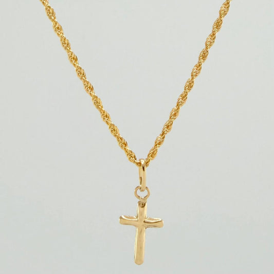 Set Cadena y Dije Lazo + Cruz 1.2gr / 50.1cm / 1.12mm Oro Amarillo 18K (Oferta) $