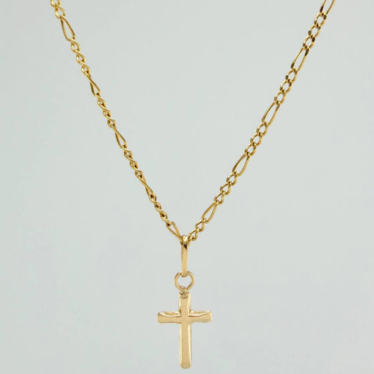 Set Cadena y Dije Figaro + Cruz 1.8gr / 50.8cm / 1.35mm Oro Amarillo 18K (Oferta) $