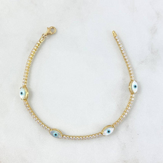 Cadena Tennis Ojo Turco Blanco 5.55gr / 18cm / +4 Oro 18K ©