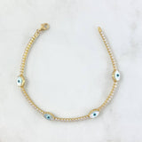 Cadena Tennis Ojo Turco Blanco 5.55gr / 18cm / +4 Oro 18K © Cadena Tennis Ojo Turco Blanco 5.55gr / 18cm / +4 Oro 18K ©