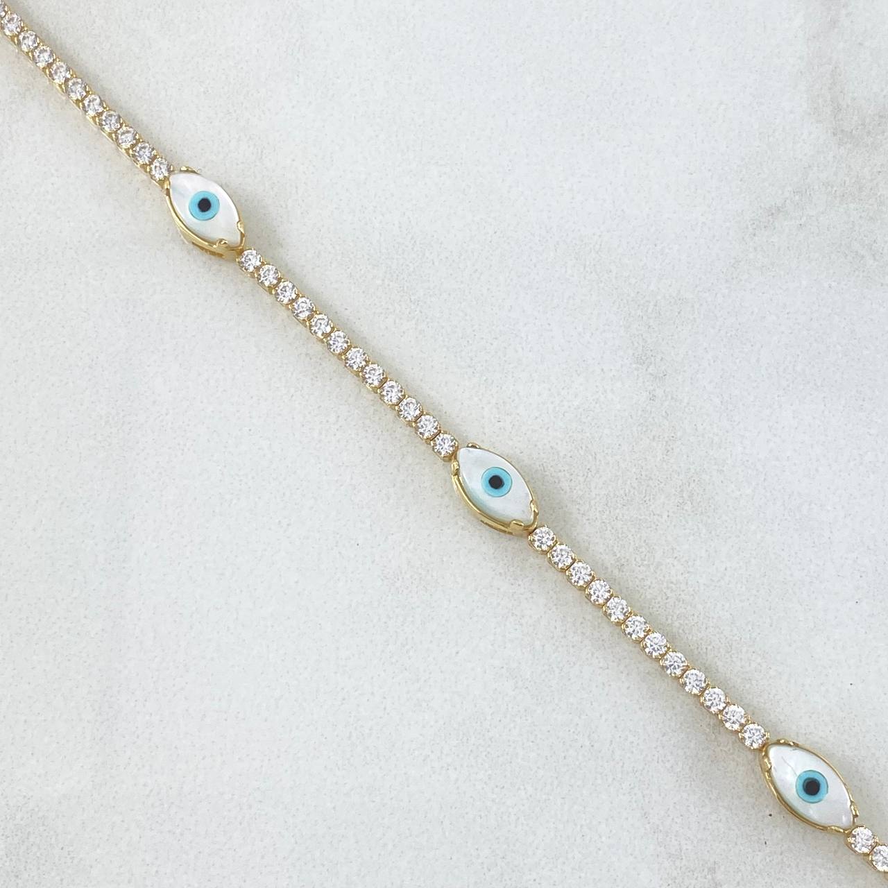 Cadena Tennis Ojo Turco Blanco 5.55gr / 18cm / +4 Oro 18K © Cadena Tennis Ojo Turco Blanco 5.55gr / 18cm / +4 Oro 18K ©