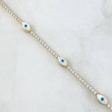 Cadena Tennis Ojo Turco Blanco 5.55gr / 18cm / +4 Oro 18K © Cadena Tennis Ojo Turco Blanco 5.55gr / 18cm / +4 Oro 18K ©