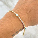 Cadena Tennis Ojo Turco Blanco 5.55gr / 18cm / +4 Oro 18K © Cadena Tennis Ojo Turco Blanco 5.55gr / 18cm / +4 Oro 18K ©