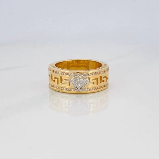 Anillo Medusa 13.7g / T10 3/4 Dos Oros Amarillo Blanco 18K