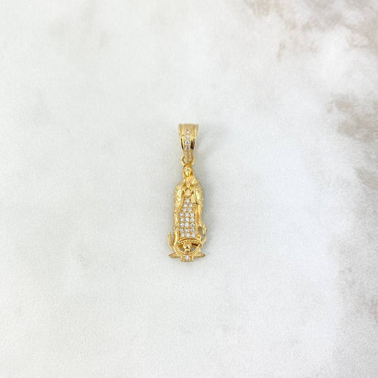 Dije Virgen Guadalupe 2.95gr / 3.2cm / Circones Blancos Oro Amarillo ©