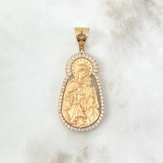 Dije Virgen Del Carmen 19.25gr / 5.8cm / Circones Blancos Oro Amarillo