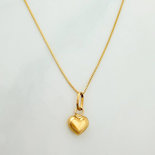 Set Cadena Veneciana + Dije Corazon / 1.05 g / 40 cm Oro Amarillo 18K