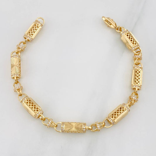 Pulso Rustico Malla Cilindrica 16.9g / 20.5cm / 6.2mm Oro Amarillo 18K