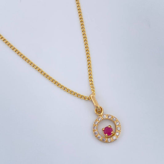 Set Cadena y Dije Mini Cubana + Circulo 1.7gr / 44.5cm / Oro Amarillo 18K (Oferta) &