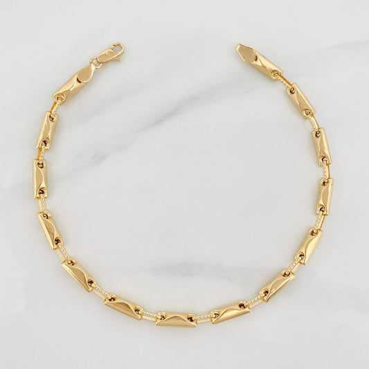 Pulso Rustico Rombos 5g / 20cm / 3.7mm Oro Amarillo 18K