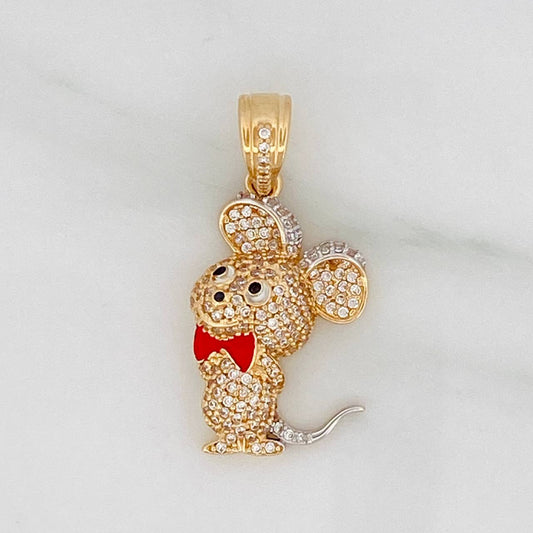 Dije Raton Caricatura 4.9gr / 3.3cm / Dos Oros Amarillo Blanco 18K $