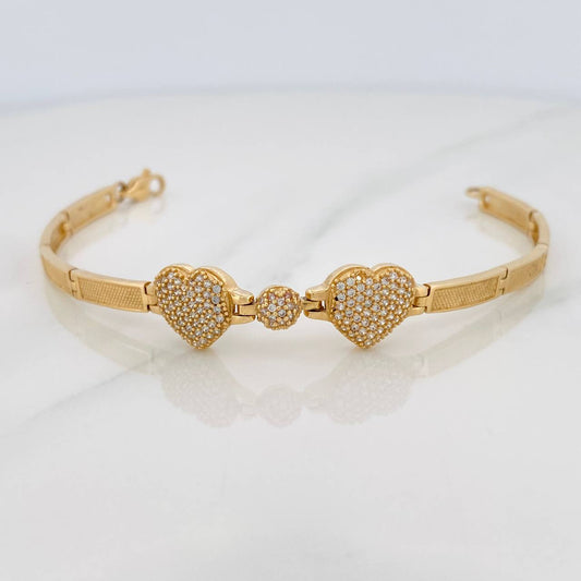 Pulso Corazones Reticulado 11.4gr / 16.7cm / Oro Amarillo 18K $