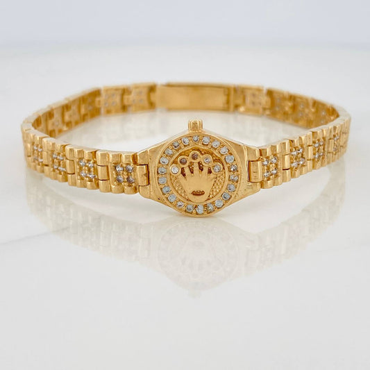 Pulso Cinturon Corona Reticulado 21.85gr / 19cm-19.5cm / Oro Amarillo 18K $