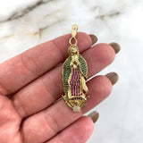 Dije Virgen Guadalupe 11.05gr / 5cm / Circones Fuscia Verde Blanco Oro Amarillo * Dije Virgen Guadalupe 11.05gr / 5cm / Circones Fuscia Verde Blanco Oro Amarillo *