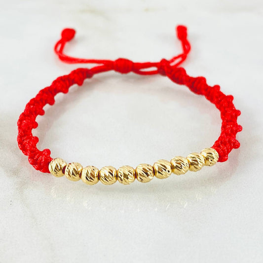 Pulsera Roja Bolas 1.05gr / Oro Amarillo 18K (A.C)