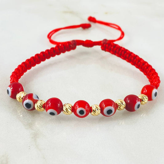 Pulsera Roja Ojos Turcos 0.65gr / Oro Amarillo 18K (A.C)