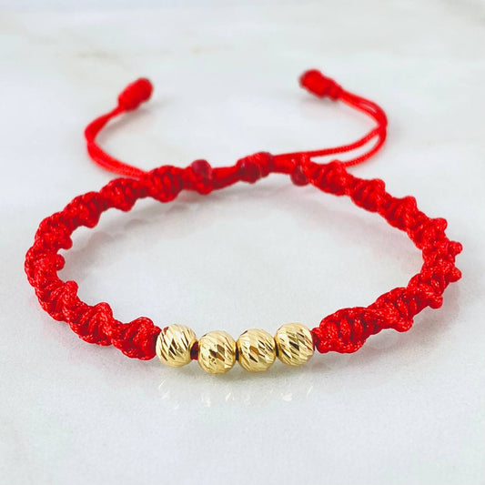 Pulsera Roja Bolas 0.75gr / Oro Amarillo 18K (A.C)
