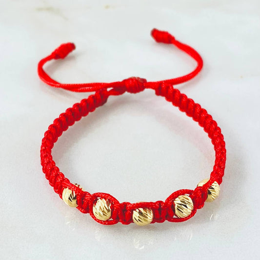 Pulsera Roja Bolas 0.9gr / Oro Amarillo 18K (A.C)