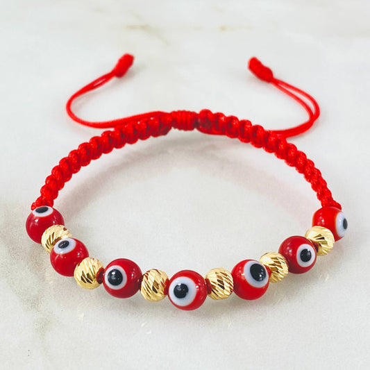 Pulsera Roja Ojos Turcos 1.1gr / Oro Amarillo 18K (A.C)