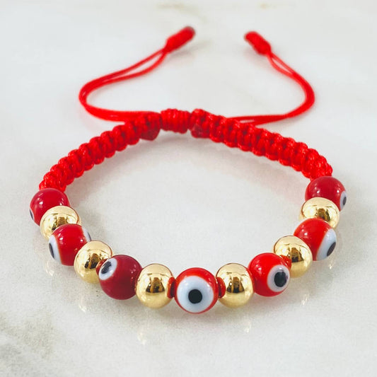 Pulsera Roja Ojos Turcos 1.25gr / Oro Amarillo 18K (A.C)