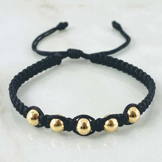 Pulsera Negra Bolas 1.05gr / Oro Amarillo 18K (A.C)