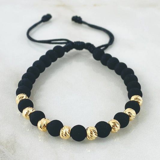 Pulsera Negra Bolas 1.4gr / Oro Amarillo 18K (A.C)