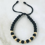 Pulsera Negra Bolas 1.4gr / Oro Amarillo 18K * Pulsera Negra Bolas 1.4gr / Oro Amarillo 18K *