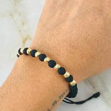 Pulsera Negra Bolas 1.4gr / Oro Amarillo 18K * Pulsera Negra Bolas 1.4gr / Oro Amarillo 18K *