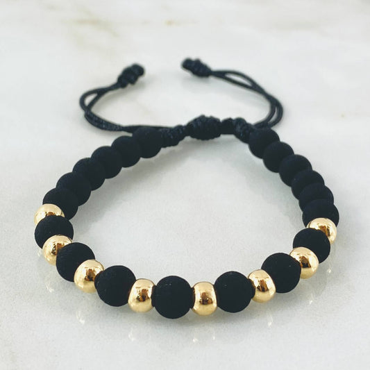 Pulsera Negra Bolas 1.2gr / Oro Amarillo 18K (A.C)