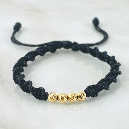 Pulsera Negra Bolas 0.45gr / Oro Amarillo 18K (A.C)