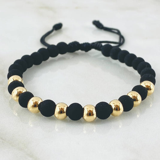 Pulsera Negra Bolas 1.65gr / Oro Amarillo 18K (A.C)