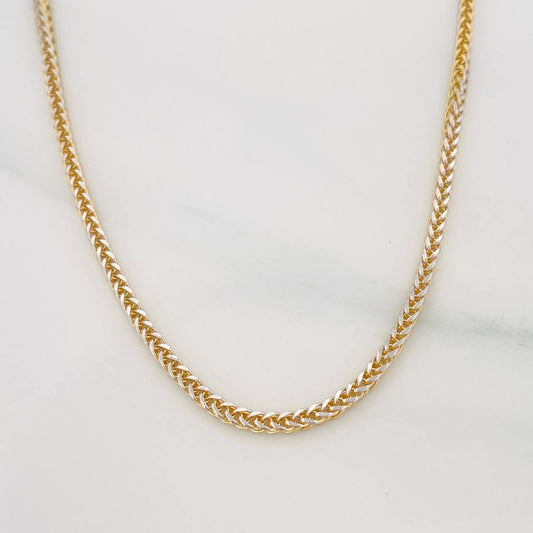 Cadena Franco 5.5g / 60cm / 1.54mm Dos Oros Amarillo Blanco 18K