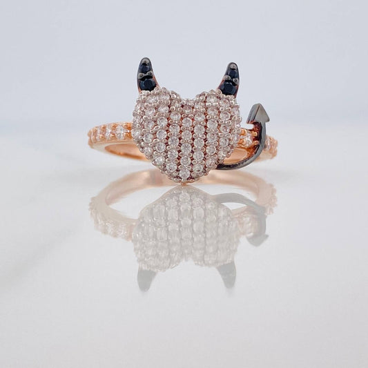 Anillo Corazon Devil 2.65gr / T7 1/4 / Tres Oros 18K &