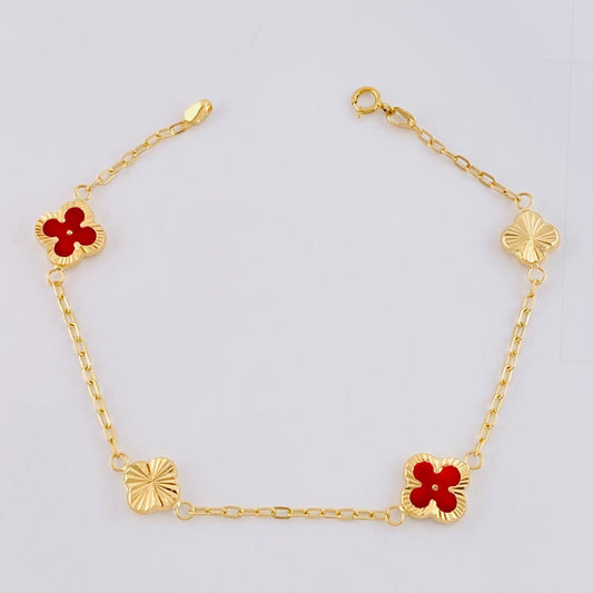 Pulso Cajón Trébol Diamantado 2.7g / 18.6cm / 1.6mm Oro Amarillo 18K