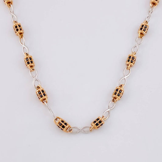 Cadena Rustica Infinito Barril 19.2g / 65.2cm / 3.4mm Dos Oros Blanco Rosa 18K