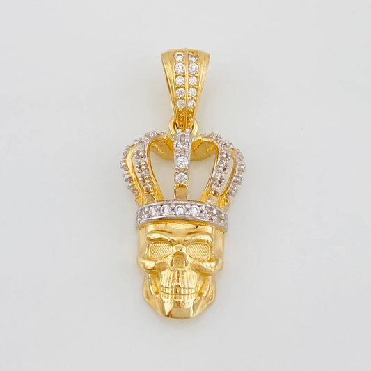 Dije Calavera Corona 4.2g / 3cm Dos Oros Amarillo Blanco 18K