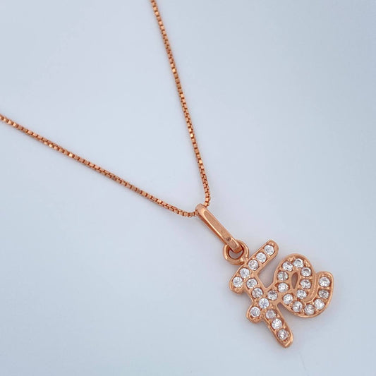Set Cadena y Dije Veneciana + Fe 2gr / 0.55mm Oro Rosa 18K (Oferta) &