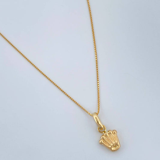 Set Cadena y Dije Veneciana + Corona Rx 1.25gr / 0.55mm Oro Amarillo 18K (Oferta) &