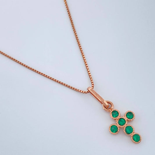 Set Cadena y Dije Veneciana + Cruz 1.8gr / 0.55mm Oro Rosa 18K (Oferta) &