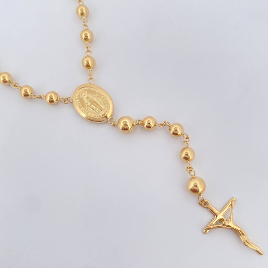 Rosario Virgen Milagrosa Cruz Cristo  8.6gr / 75cm / Oro Amarillo 18K $