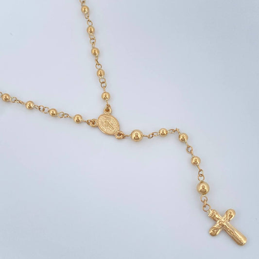 Rosario Virgen Milagrosa Cruz Cristo 6gr / 50.3cm / 4mm-3mm Oro Amarillo 18K $