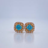 Topos Halo Cuadrado 2.05gr / Oro Amarillo 18K & Topos Halo Cuadrado 2.05gr / Oro Amarillo 18K &